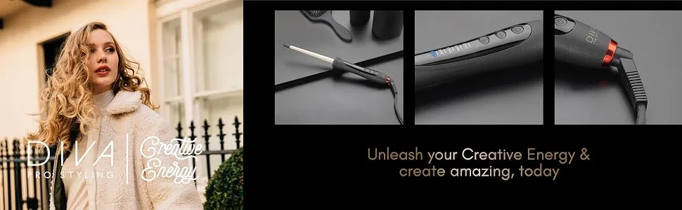 Diva Pro Styling Digital Wand (9-16mm) with Macadamia Argan Oil & Keratin infused ceramic barrel - creative energy create amazing