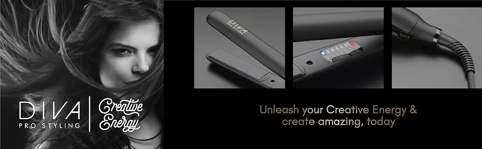 Diva Pro Styling Digital Straightener and Styler Onyx with Macadamia Argan Oil and Keratin Infused Ceramic Plates - Diva Creative energy create amazing