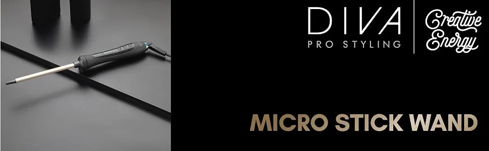 Diva Pro Styling Micro Stick Wand with Macadamia Argan Oil and Keratin Infused Ceramic Barrel 640 g PRO306 - Micro Stick Wand