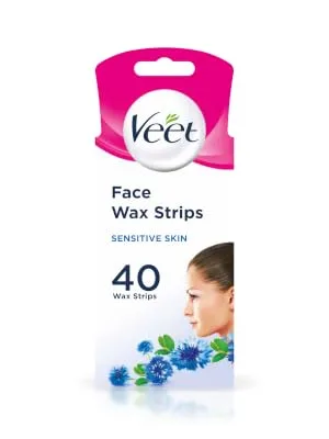 Veet Cold Wax Strips Hair Removal Face Sensitive Skin 40 Strips each 4 Finish Wipes - B07PGPJMXN