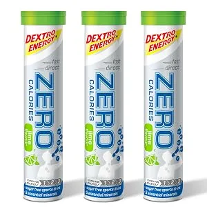 Dextro Energy Zero Calories I Recovery and Hydration Electrolyte Drink I Zero Effervescent Tablets I Lime | 3 Tubes 60 Tablets | - lime 3pk