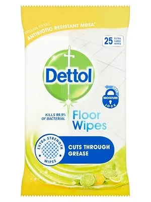 Dettol Floor Wipes Cleaning Lemon and Lime 25 Wipes 25 Count (Pack of 1) - Dettol