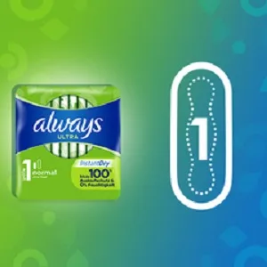 Always Ultra Standard Sanitary Pads 42 Count (Pack of 1) - Size 1 without wings.