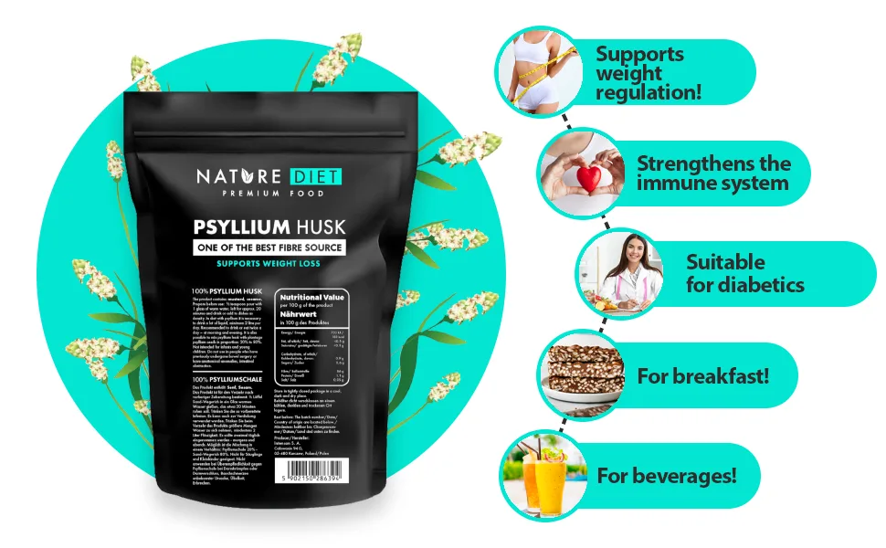 Nature Diet - Psyllium Husk 1000 g | Source of Fibre | Digestion | Detox - Psyllium Husk 3