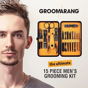 Groomarang 15pc Mens Manicure Kit - Stainless Steel Corrosion Resistant Nail Clipper Grooming Set - product information 3