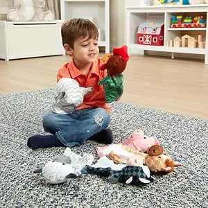 Melissa & Doug Barn Buddies Hand Puppets Set of 6 (Cow Sheep Horse Duck Chicken Pig) - image