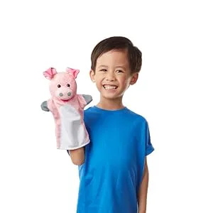 Melissa & Doug Barn Buddies Hand Puppets Set of 6 (Cow Sheep Horse Duck Chicken Pig) - image