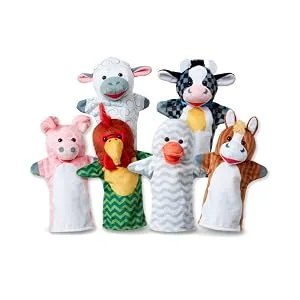 Melissa & Doug Barn Buddies Hand Puppets Set of 6 (Cow Sheep Horse Duck Chicken Pig) - image
