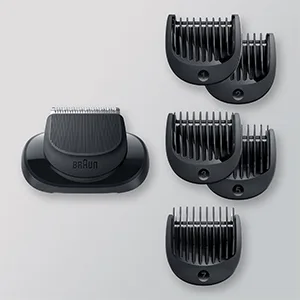 Braun EasyClick Beard Trimmer Attachment For New Generation Series 5 6 and 7 Electric Shaver With Five Different Lengths For Beard Styling Black - Braun Beard Trimmer Head +4 combs