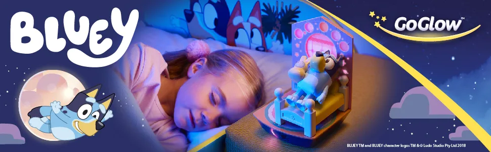 Bluey 2 in 1 Bedtime Night Light and Handy Flashlight - LED Night Light with Auto-Off Timer Multicolor 14312 - Bluey GoGlow Dream