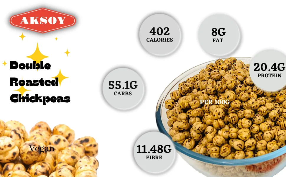Double Roasted Chickpeas Snack Leblebi 1KG Diet Snacks | Healthy Snack - Aksoy Double Roasted Chickpeas - Nutrition Values