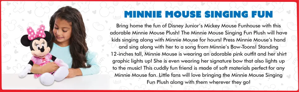JP Mickey & Minnie JPL14633 Minnie Mouse Singing Fun Plush Multicolor H 25cm x W 14cm x D 10cm - image