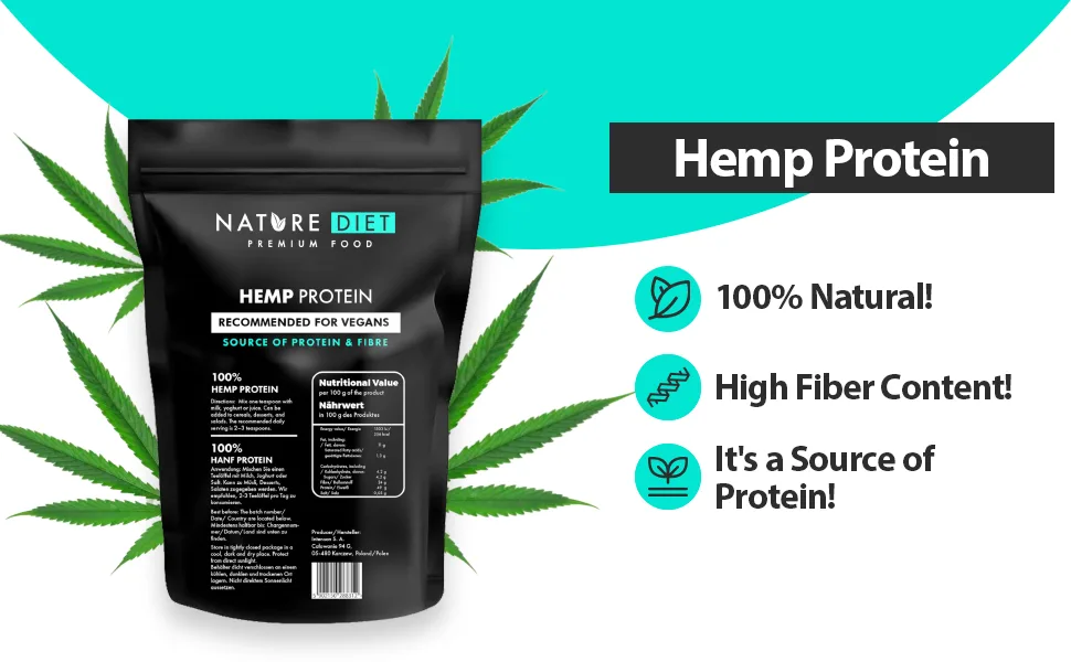 Nature Diet - Hemp Protein 1000g Vegan Protein Powder Plant-Based - Hemp Protein 2