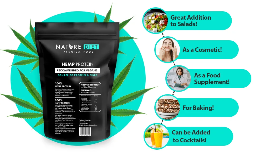 Nature Diet - Hemp Protein 1000g Vegan Protein Powder Plant-Based - Hemp Protein 4