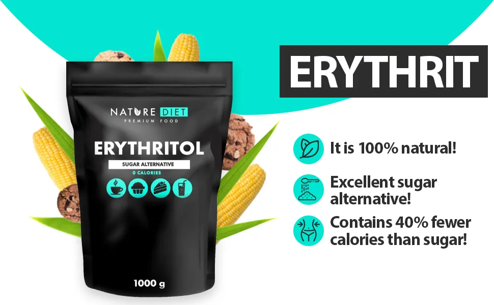 Nature Diet - Erythritol 1000 g Natural Sweetener Zero Calories Sugar Replacement Sugar Substitute 1 kg (Pack of 1) - Erythritol 2