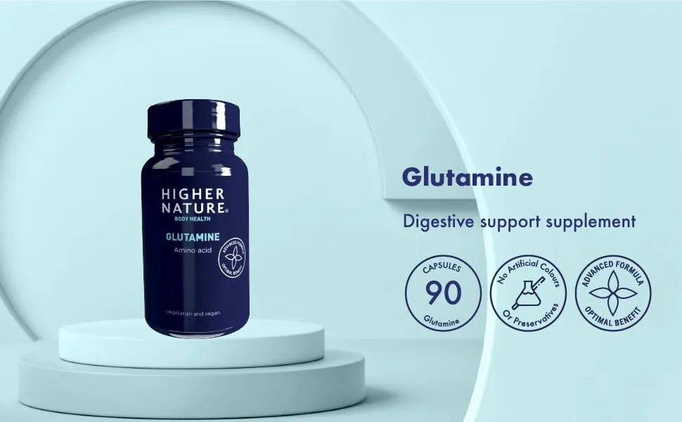 Higher Nature - Glutamine - Versatile Amino Acid - Ideal for Working Out - Supports Immune System - L Glutamine - Vegan & Vegetarian - 90 Capsules - Glutamine