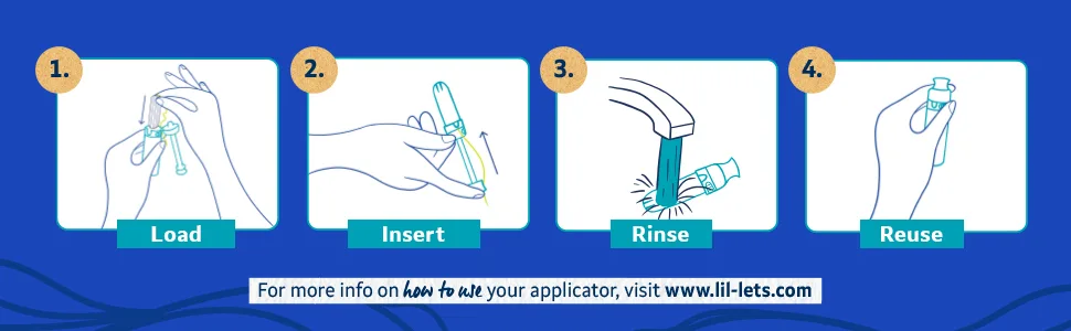 Lil-Lets Reusable Tampon Applicator | Comes with x6 Lil-Lets Organic Cotton Tampons | Sustainable Period Care - Insertion