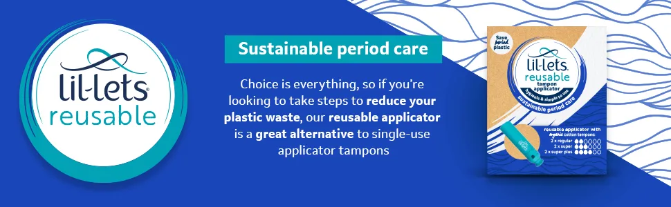 Lil-Lets Reusable Tampon Applicator | Comes with x6 Lil-Lets Organic Cotton Tampons | Sustainable Period Care - reusable app banner main