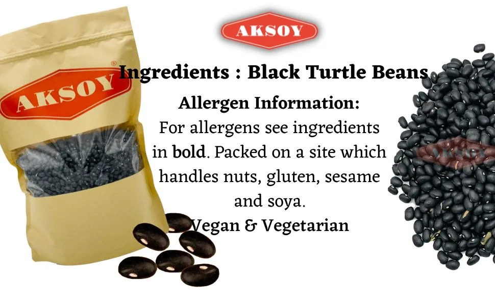 Aksoy black turtle beans 1250g - aksoy black turtle beans allergen info