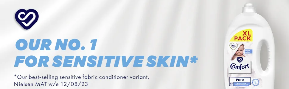 Comfort Pure dermatologically tested Fabric Conditioner gentle next to sensitive skin 160 wash 4.8 L 4.8 l (Pack of 1) - *Our best-selling sensitive fabric conditioner variant, Nielsen MAT w/e 12/08/23