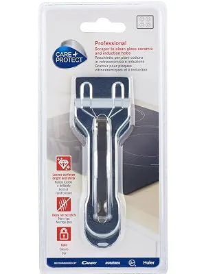 CARE + PROTECT Cleaning Scraper for Glass Ceramic and Induction Hobs No Scratch Leaves Surfaces Bright and Shiny Safe Blade Replaceable - Scraper