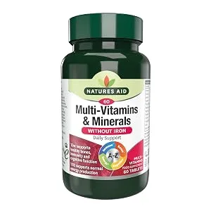 Natures Aid Multi-Vitamins and Minerals 90 Capsules(Packaging may vary) 90 Count (Pack of 1) - Multivitamins Without Iron