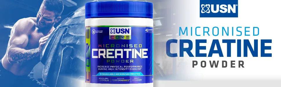 USN Micronized Creatine Monohydrate Powder 500g: Improve Your Performance With Unflavoured Creatine Powder Energy Boosting Pre train and Post Workout Recovery Powder - Micro Creatine