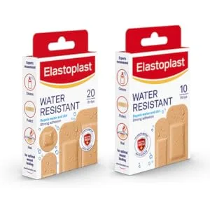 Elastoplast Water Resistant Plastic Plasters (20 Pieces) Dirt and Water-Resistant Plasters Plasters Waterproof First Aid Plasters Strong Adhesion with Non-Stick Wound Pad Breathable Material Tan 20 Count (Pack of 1) - product information 2