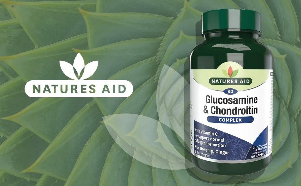 Natures Aid Glucosamine and Chondroitin Complex with Rosehip Ginger Turmeric and Vitamin C 90 Capsules Glucosamine and Chondroitin Complex 90 Capsules - Glucosamine & Chondroitin Complex
