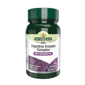 Natures Aid Digestive Enzyme Complex with Betaine Hydrochloride Vegan 60 Tablets - Digestive Enzyme Complex