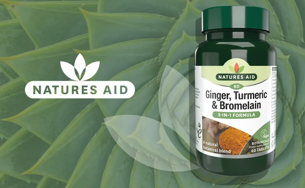 Natures Aid Ginger Turmeric Bromelain 60 Tablets 60 Count (Pack of 1) - ginger turmeric and bromelain tablets