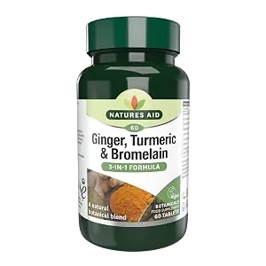 Natures Aid Ginger Turmeric Bromelain 60 Tablets 60 Count (Pack of 1) - natures aid ginger turmeric and bromelain tablets