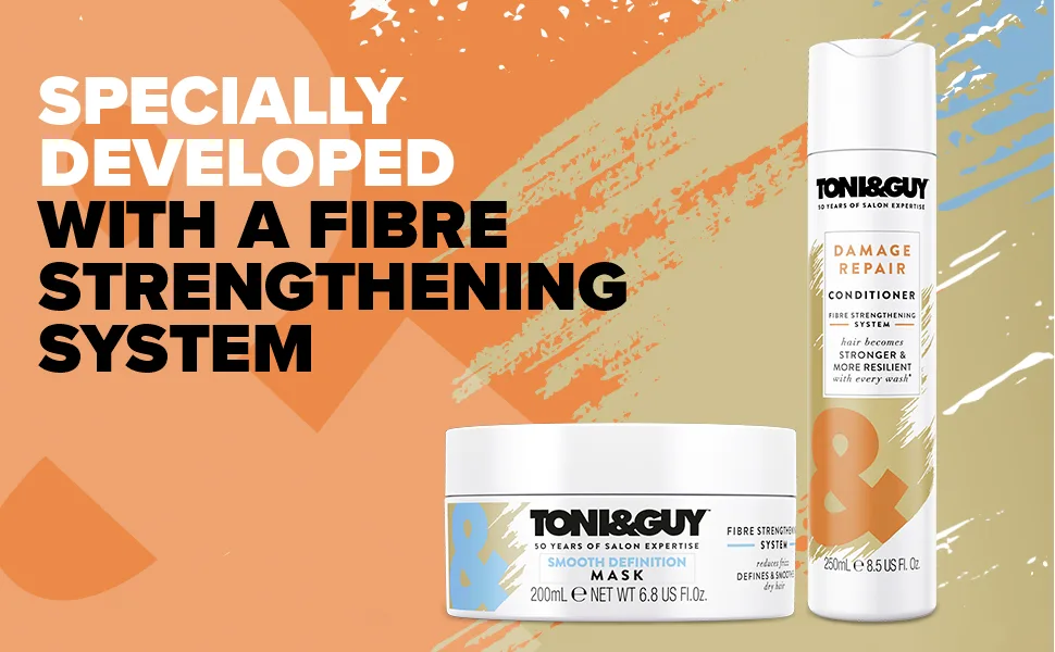 TONI & GUY Conditioner Infinite Damage Repair 250ml - Toni&Guy Damage Repair Conditioner and Hair Mask Bundle contains a fibre strengthening system