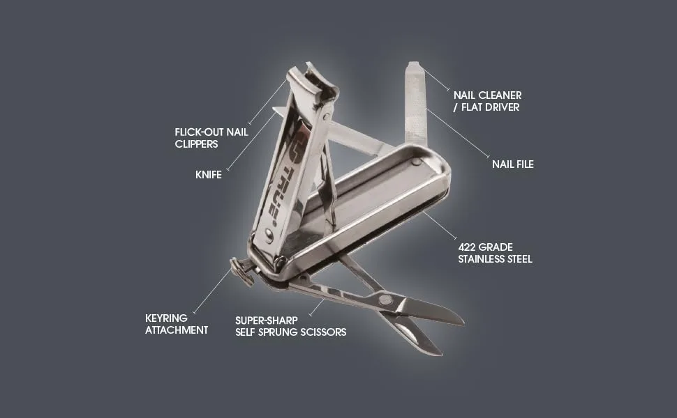 True Utility NailClip Kit - Keyring Manicure Set - Nail Clipper function