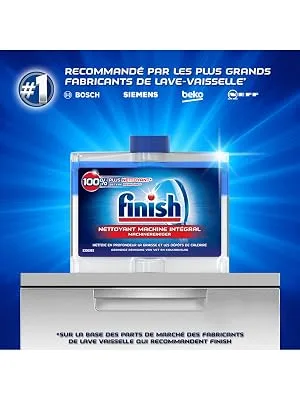 Finish Dishwasher Cleaner 250 ml No perfume 250 ml (Lot de 1) - Finish full machine cleaner.