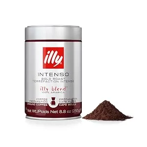 illy Coffee Intenso Filter Coffee Dark Roast Made From 100% Arabica 250g Intenso Dark Roast Cafetiere Grind - filter coffee