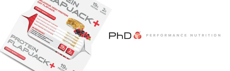 PhD Nutrition | Protein Flapjack+ | High Protein Low Sugar | Rolled Oats Protein Snack | Complex Carbohydrates and Vitamin E | 19g Protein 270 Calories | Forest Berries 12 Bars - PhD Protein Flapjack
