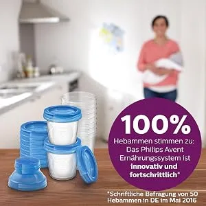 Philips Avent Reusable Breast Milk Storage Cups (10 x 180 ml) Transparent Blau 10 Count (Pack of 1) - product information 2
