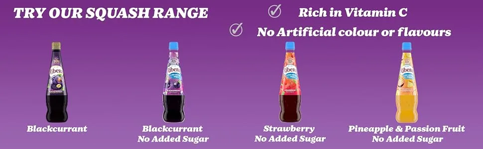 Ribena Blackcurrant Squash 850ml Real British Blackcurrants | Rich in Vitamin C | No Artificial Colours or Flavours | 100% Recycled Plastic Bottle - Ribena Squash range