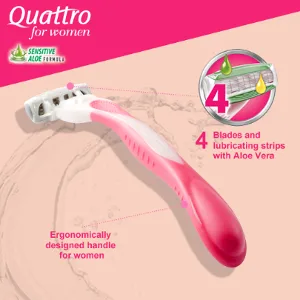 WILKINSON SWORD - Quattro For Women | Sensitive | 3 x Disposable Razors - fearures