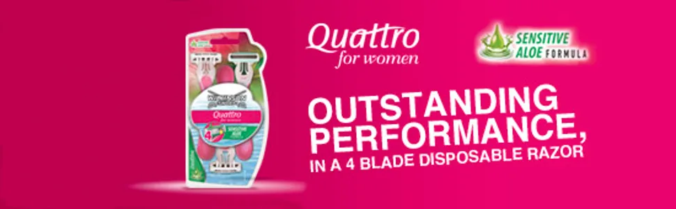 WILKINSON SWORD - Quattro For Women | Sensitive | 3 x Disposable Razors - top banner
