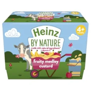 Heinz Tomato and Mozzarella Pasta Shells Tray 12 Months + 5 x 230 g - Heinz Infant Fruit Medley Custard