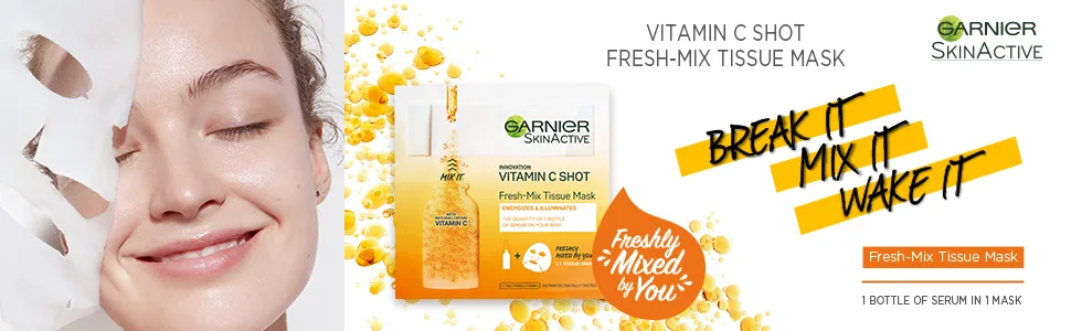 Garnier Fresh-Mix Tissue Mask Vitamin C Brightening Tissue Face Sheet Shot Mask 33 g - product information 1