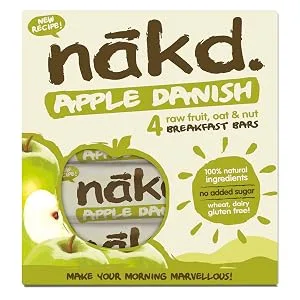 Nakd Apple Danish Natural Oat Bar - Vegan - Gluten Free - Healthy Snack - 35g x 4 bars - apple danish