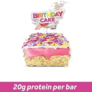 Battle Bites High Protein and Low Carb/Sugar Bars 12 x 62 g - Birthday Cake - low calorie protein bar low fat protein bars dairy free protein bars sugar free protein bars keto