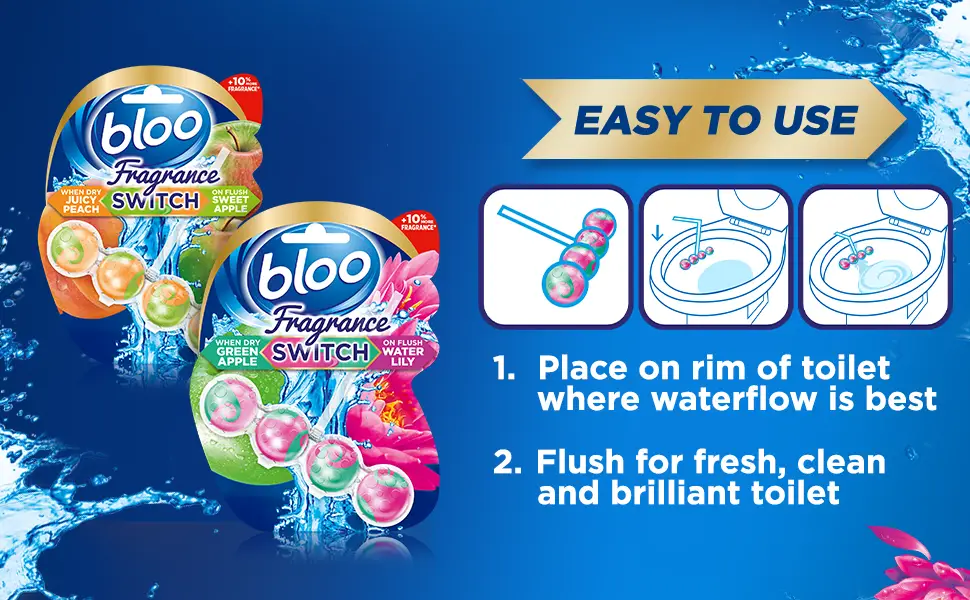 Bloo Fragrance Switch Lily & Apple Premium Toilet Rim Block 50g Floral Apple & Water Lily - how to use