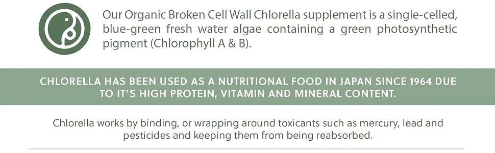 Organic Broken Cell Chlorella | 1200mg Organic Chlorella per 3 Capsule Dose | 60 Vegan Capsules | G&G Vitamins - Chlorella