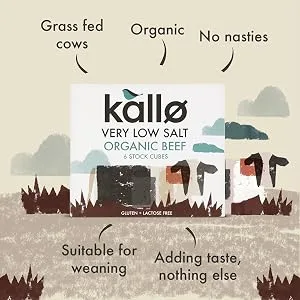 Kallo Foods Organic Very Low Salt 6 Beef Stock Cubes 48g Low Salt Beef - Low Salt Beef