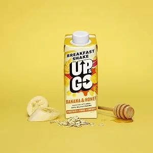 UP & GO Breakfast Drink - Strawberry & Banana High Protein Calcium & Fibre (330ml x 8 Bottles) - Up & Go Breakfast Shakes - for breakfast on the go