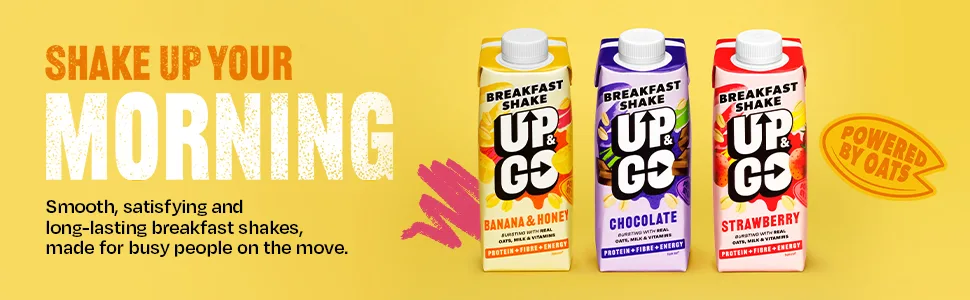 UP & GO Breakfast Drink - Banana & Honey High Protein Calcium & Fibre (300Ml x 8 Bottles) - Hero Banner